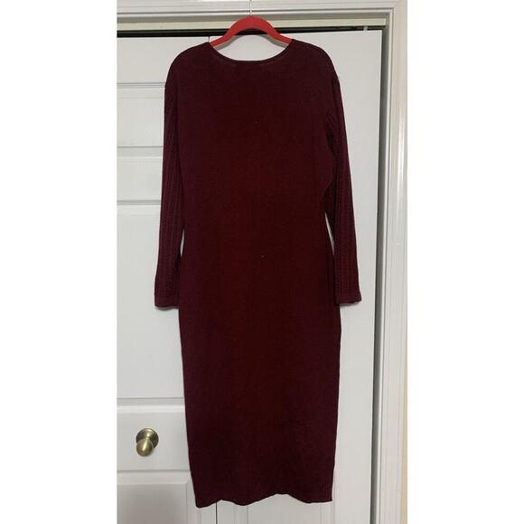 Vintage Carole Little Wool Blend Burgundy Embroidered Knit Maxi Sweater Dress L - Picture 6 of 9